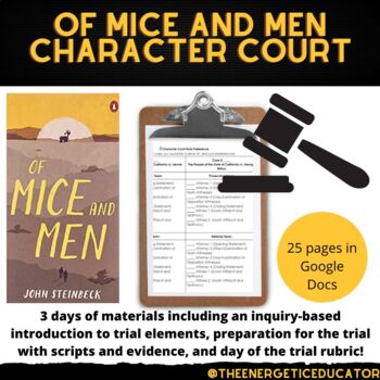 Preview of Of Mice and Men Character Courtroom Trial 