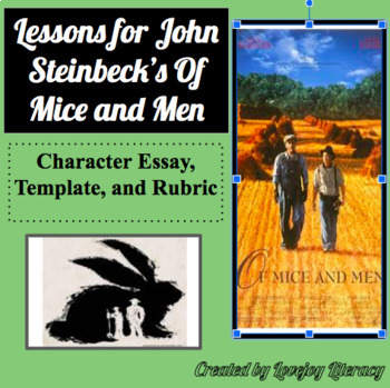 Preview of Of Mice and Men l Character Essay with Template and Rubric