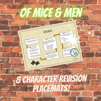 Preview of Of Mice and Men | Character Revision Placemats | Graphic Organizers