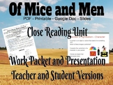 Of Mice and Men Close/Cloze Reading with Student Packet an