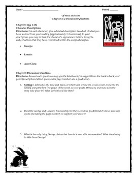 Preview of Of Mice and Men- Comprehensive Discussion Questions Bundle