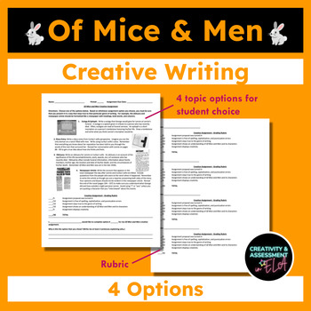 Preview of Of Mice and Men Creative Writing Assignment | Diary, Eulogy, Obituary, Article