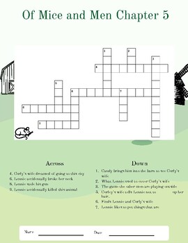 Of Mice and Men Crossword Puzzle: Chapter 5 by Procrastinator Educator