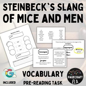 Preview of Of Mice and Men | Dialect and Vocabulary Language Study | Steinbeck's Slang
