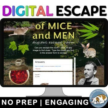 Preview of Of Mice and Men Digital Escape Room Review Game Activity
