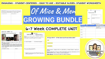 Preview of Of Mice and Men COMPLETE BUNDLE - Editable Slides, Study Guides & Writing Help..