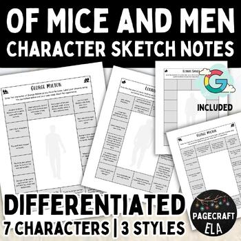 Preview of Of Mice and Men | Character Sketch Activities | Citing Textual Evidence