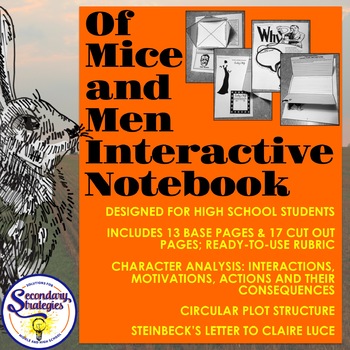 Preview of Of Mice and Men Interactive Notebook : Characterization  - High School