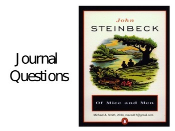 Preview of Of Mice and Men - Novel Study - Journal Response Questions - John Steinbeck