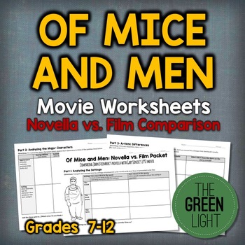 Preview of Of Mice and Men Movie Worksheet - Novella/Film Comparison Activity