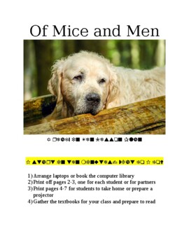 Preview of Of Mice and Men- Original Chapter Questions, Web Search, and Essay Topics + KEY