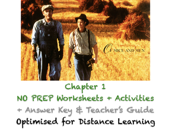 Preview of Of Mice and Men - Chapter 1 - Complete ACTIVITIES + WORKSHEETS + ANSWERS + GUIDE