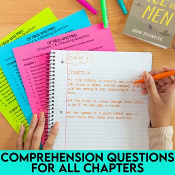 Of Mice And Men Reading Comprehension Questions For The Entire Novel