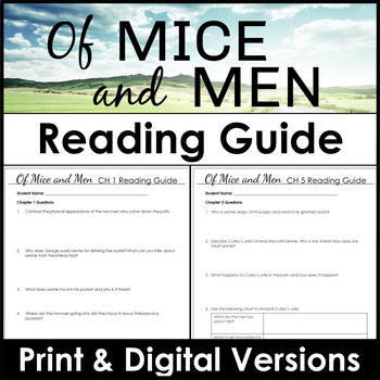 Preview of Of Mice and Men Reading Guide With Chapter Questions to Use With Unit Plan