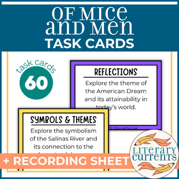 Preview of Of Mice and Men | Steinbeck | Analytical Task Cards Recording Sheet | AP Lit HS