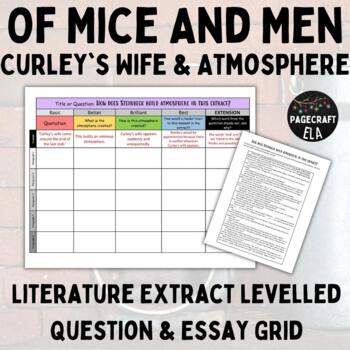 Preview of Of Mice and Men Assessment Task | Extract Question on Curley's Wife & Atmosphere