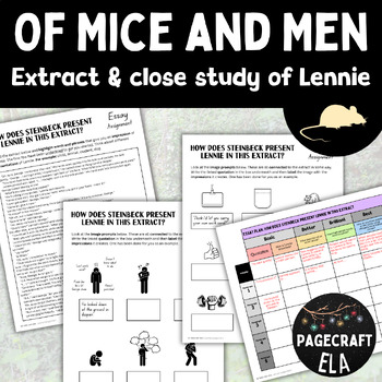 Preview of Of Mice and Men Extract Activities and Essay Question on Lennie and Character