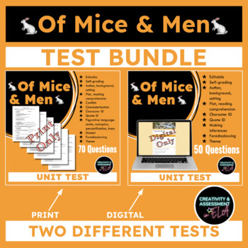 Preview of Of Mice and Men Test BUNDLE | 2 Versions | Print or Digital for Google Form™