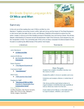 Preview of Of Mice and Men Unit *Great for Remote Learning!*