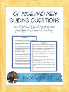 Preview of Of Mice and Men Study Guide Questions (EDITABLE DOCUMENT)