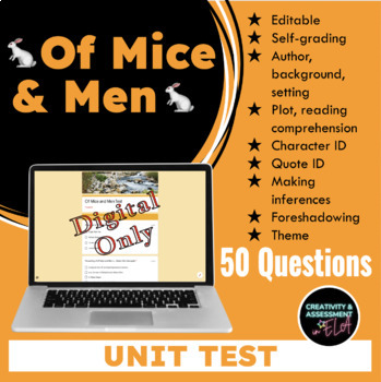 Preview of Of Mice and Men Unit Test Final Exam | Digital Assessment for Google Forms™