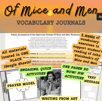 Preview of Of Mice and Men: Vocabulary Journals #1-5