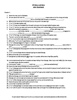 Preview of Of Mice and Men by John Steinbeck 259 Question Complete Guided Reading Pack