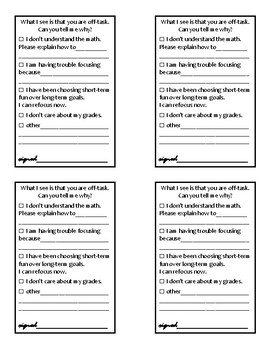 Preview of Off-Task Ticket to Redirect Student Focus (Math)