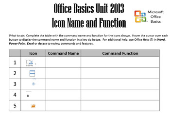 Office 13 Basics Unit Icon Name And Function By Kendra Armstrong