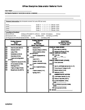 Preview of Office Discipline Data/Referral Form