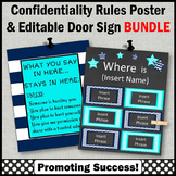 EDITABLE School Counselor Door Sign + Confidentiality Post