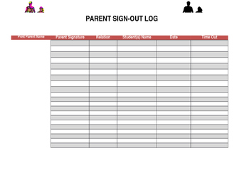 Preview of Office Parent Sign Out Log