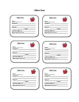 Office Pass Printable by Mrs Wilson's Classroom | TPT