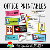 Office Printables, School Secretary Set, Late Slip Pass, O