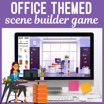 Office Themed Scene Builder Speech Game No Print Teletherapy | TPT
