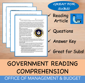 Preview of Office of Management & Budget - Reading Comprehension Passage & Questions
