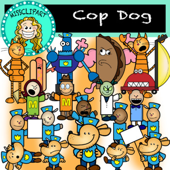 Preview of Officer Dog Clipart (Color and B&W){MissClipArt}