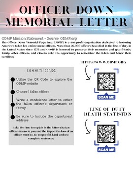 Preview of Officer Down Memorial Project - Writing Assignment