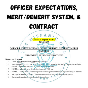 Preview of Officer Expectations, Contract, & Merit/Demerit System