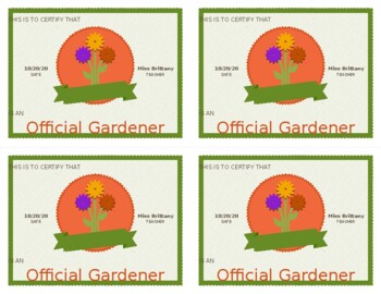 Preview of Official Gardener Certificate