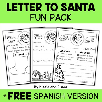 Preview of Letter to Santa Claus Christmas Writing + FREE Spanish