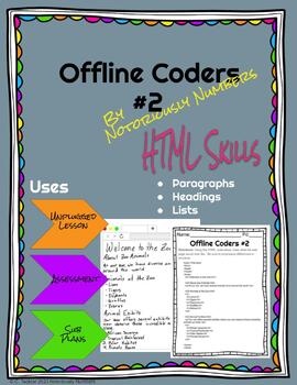 Preview of Offline Coders #2 HTML Worksheet to Accompany Code.org CS Discoveries
