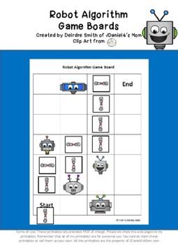 Preview of Offline Coding Academy -Robot Algorithm Game Boards