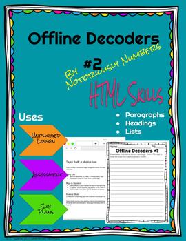 Preview of Offline Decoders #2 HTML Activity to Accompany Code.org CS Discoveries Coding