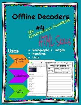 Preview of Offline Decoders #4 HTML Activity to Accompany Code.org CS Discoveries Coding