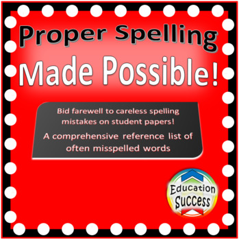 Preview of Often Misspelled Words-Spelling Guide for Students