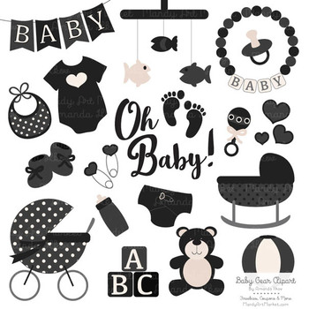 cute baby clipart black and white