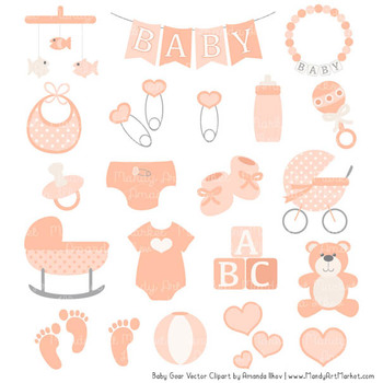 Oh Baby Clipart & Vectors Set in Peach by AmandaIlkov | TpT