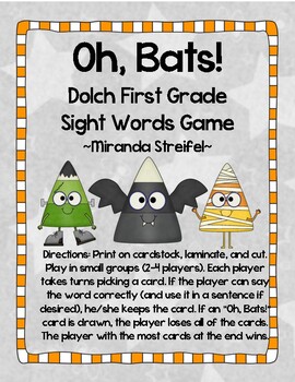 Preview of Oh, Bats! FREEBIE Dolch First Grade Sight Words Halloween Game
