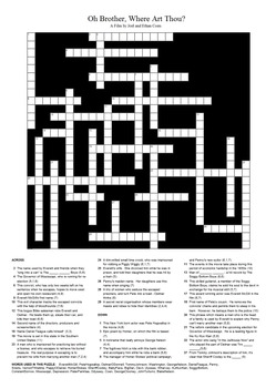 Oh Brother Where Art Thou? Crossword Puzzle by M Walsh TpT